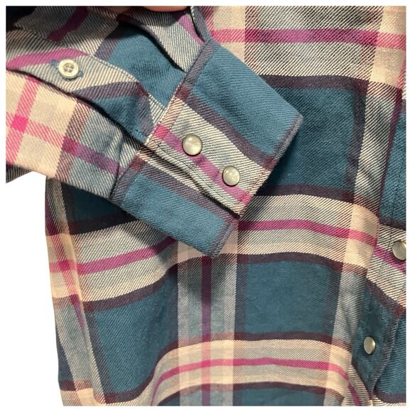 Cruel Girl Western Shirt Snap Up Multicolor Plaid 100% Cotton Rodeo Medium - Picture 7 of 13